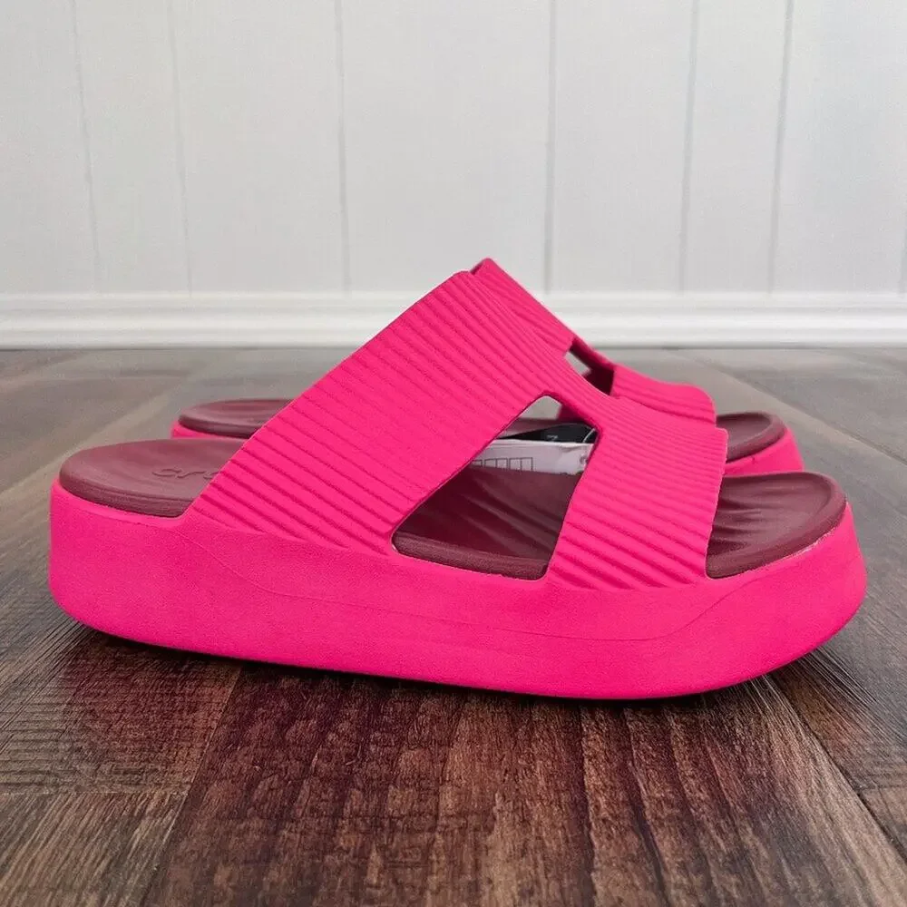 Crocs Getaway Groove Chunky Platform Sandal Strappy Size 7 Dragon Fruit Pink